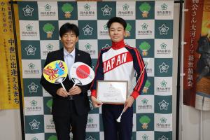 2023年IBTF世界バトントワーリング選手権大会　日本代表選手　上之坊　空斗氏　表敬訪問