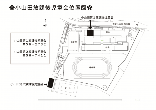 小山田放課後児童会位置図