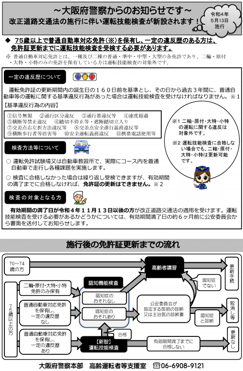 改正道路交通法施行に関するチラシ