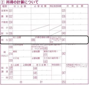 所得金額調整控除の適用がある場合の申告書記入欄（041欄）画像