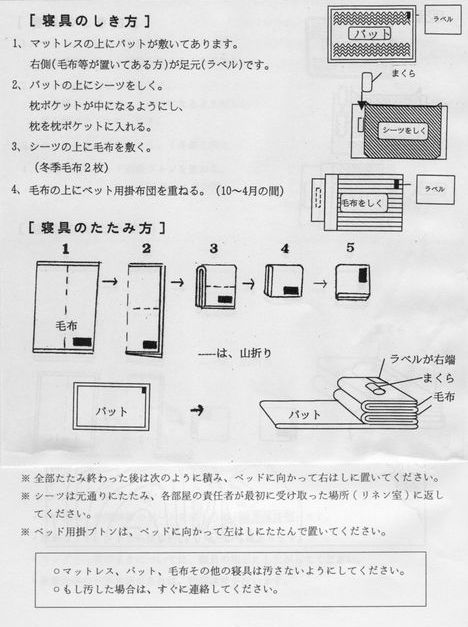 寝具のしき方・たたみ方の画像