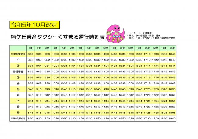 くすまる時刻表