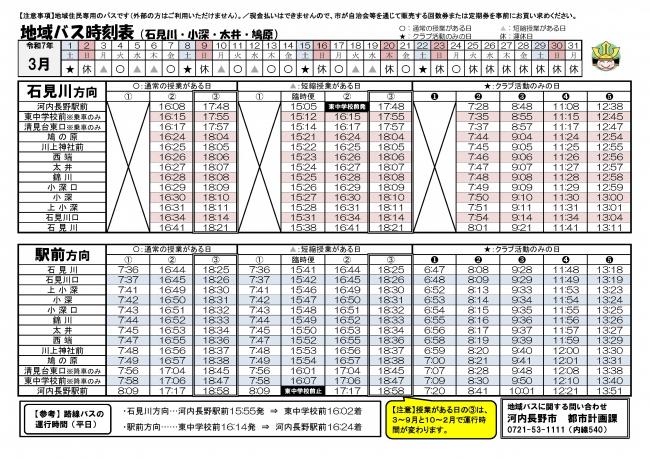 時刻表　表（３月分）