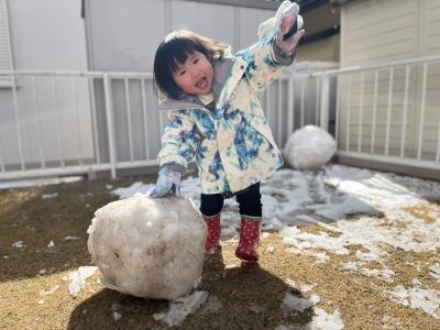 大きな雪玉が作れたよ！