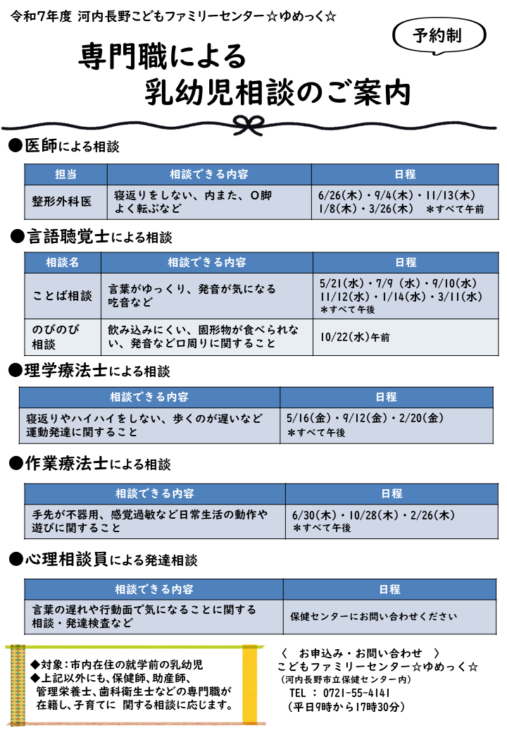 令和７年度専門職相談のチラシです