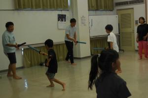 「親子でスポーツチャンバラを楽しもう！」講座の様子