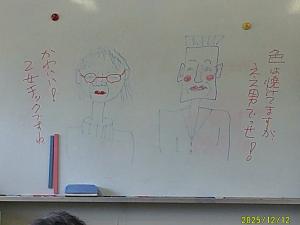 館長と参加者の似顔絵