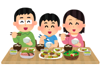 食事する家族