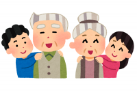 笑顔の高齢者と孫