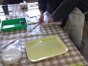 練り切りの生地を練っています。