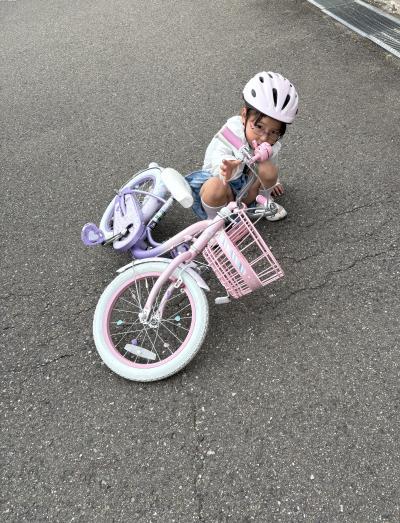 自転車練習中