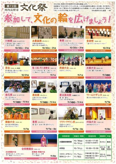 第72回河内長野市文化祭チラシ(ウラ)