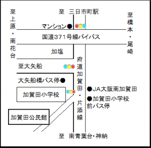 加賀田公民館への地図