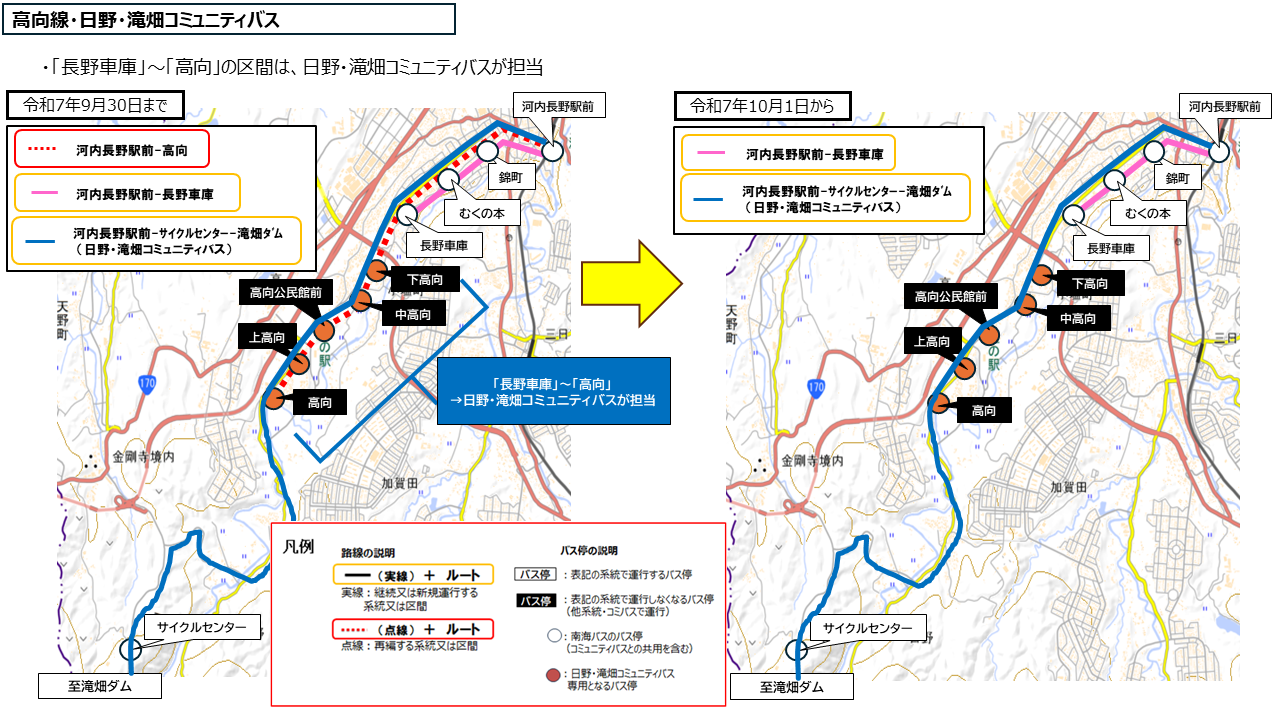 高向線を日野・滝畑コミュニティバスで代替運行
