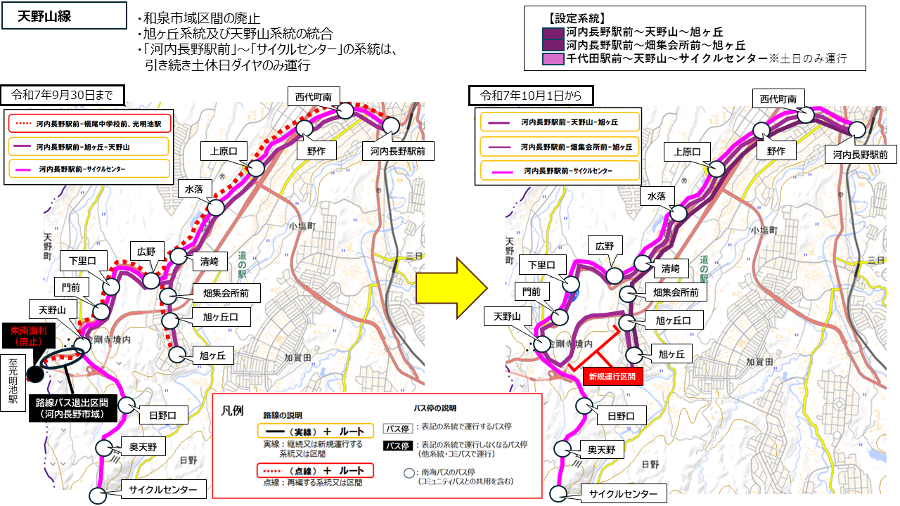 市外区間(光明池方面)への運行のとりやめ