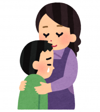 子どもを抱きしめている人